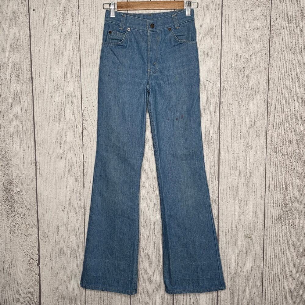 Vintage 70s Levi’s Orange Tab Flare Jeans Talon 42 USA W24 L31 (23x30.5)